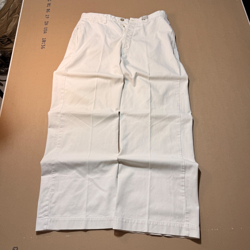Vintage Polo Ralph Lauren Wide Leg Military Pant 35x32 Cream Good Cotton Twill